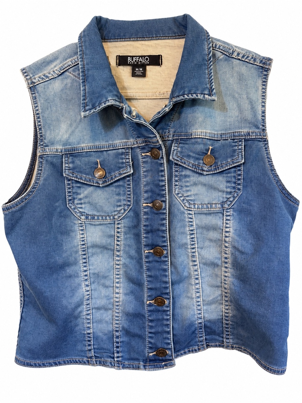 Women's Y2K Blue Denim Vest - Classic Button Front Sz M